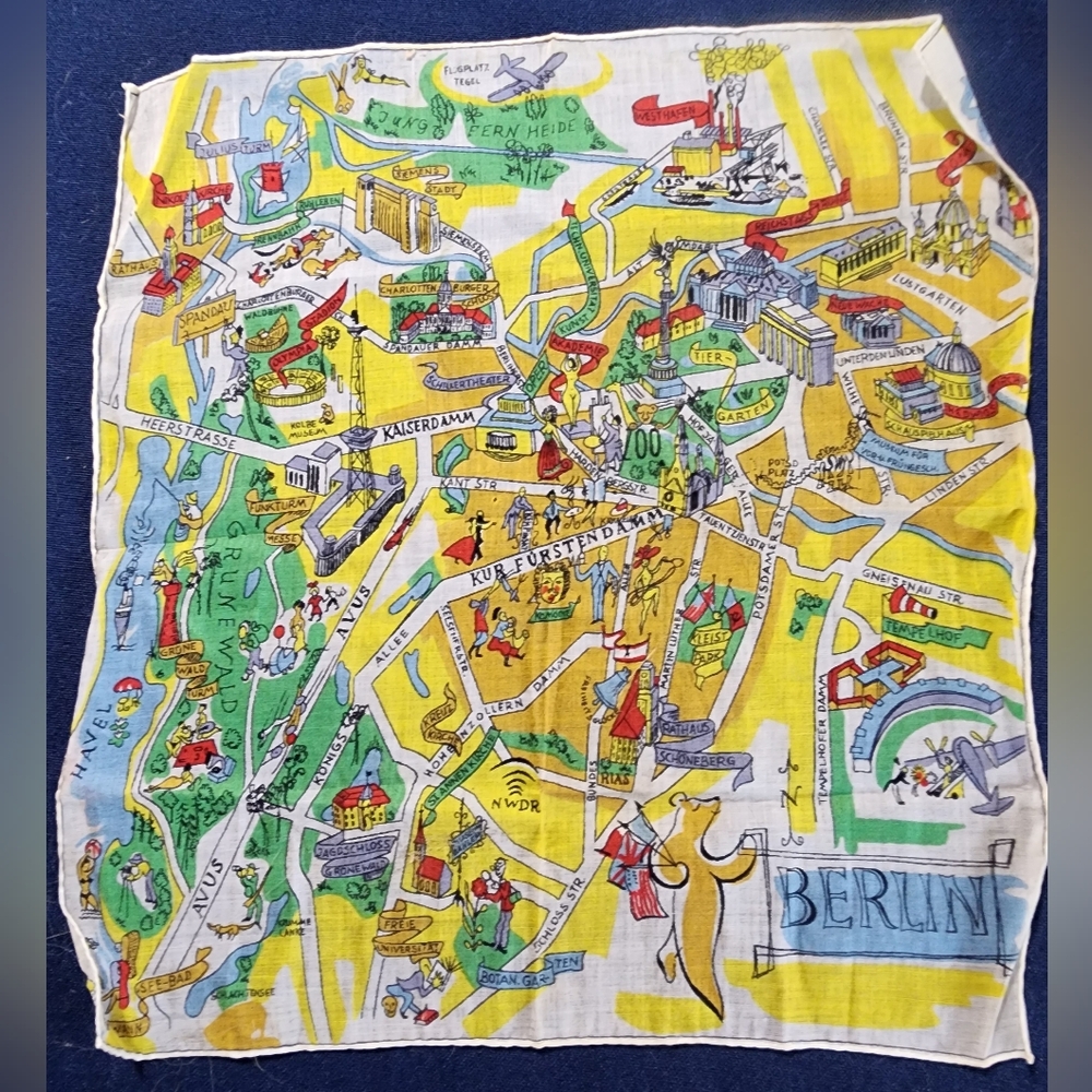 Vintage Berlin Germany Map  Handkerchief